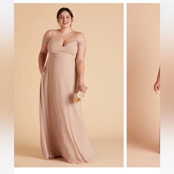 Birdy Grey devin convertible dress in taupe chiffon plus size wedding bridesmaid - Picture 1 of 10